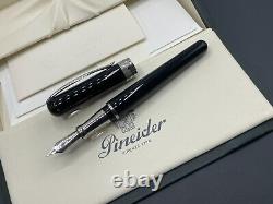 Pineider Italy Avatar UR Fountain Pen Fine Nib Black Onyx Chrome Trim New