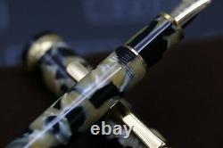 Platinum #3776 Black and Pearl Celluloid Fountain Pen UNUSED