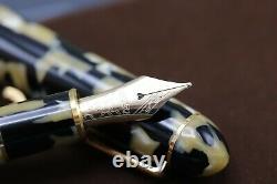 Platinum #3776 Black and Pearl Celluloid Fountain Pen UNUSED