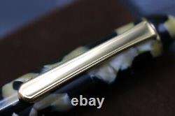 Platinum #3776 Black and Pearl Celluloid Fountain Pen UNUSED