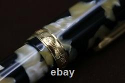 Platinum #3776 Black and Pearl Celluloid Fountain Pen UNUSED