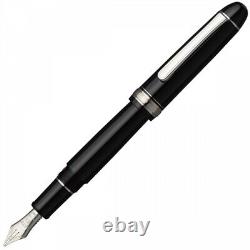 Platinum #3776 Century RHODIUM Fountain Pen Black in Black MS Nib PNBM-25000R