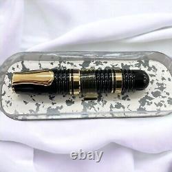 Platinum Glamour Gathered Fountain Pen M Nib Black & Gold 1980s Unused