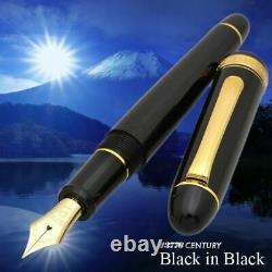 Platinum NEW #3776 CENTURY Fountain Pen Black in Black Fine Nib PNB-15000#1-2
