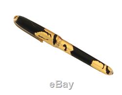 Precious Cartier Dandy Le 1847 Gold Foils Black Lacquer Fountain Pen