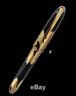 Precious Cartier Dandy Le 1847 Gold Foils Black Lacquer Fountain Pen