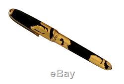 Precious Cartier Dandy Le 1847 Gold Foils Black Lacquer Fountain Pen