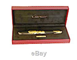 Precious Cartier Dandy Le 1847 Gold Foils Black Lacquer Fountain Pen