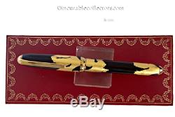 Precious Cartier Dandy Le 1847 Gold Foils Black Lacquer Fountain Pen