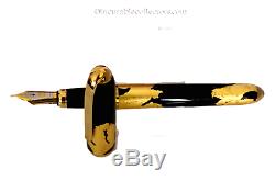 Precious Cartier Dandy Le 1847 Gold Foils Black Lacquer Fountain Pen