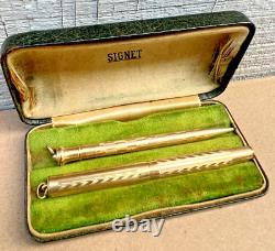 Rare Signet Jr Rexall Ring Pendant 14k Gold Fountain Pen & Mechanical Pencil Set