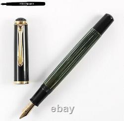 Rare & Vintage Pelikan 400 Piston Fountain Pen in Green-Black with 14 K OB-nib