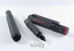 Rotring 600 Newton Fountain Pen Black Hexagonal Knurled In Box M Pt