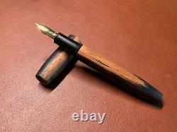 Ryan Krusac Legend 15 Black & White Ebony Fountain Pen+ 18k B Keyhole Nib+ M Nib