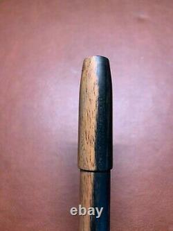 Ryan Krusac Legend 15 Black & White Ebony Fountain Pen+ 18k B Keyhole Nib+ M Nib