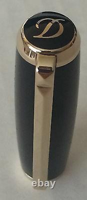 S. T. Dupont D Line Fountain Pen, Black Lacquer & Gold Accents, 410574, NIB