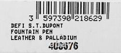 S. T. Dupont Defi Perforated Leather & Palladium Fountain Pen, 400676 New In Box