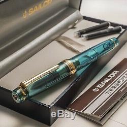 SAILOR x WANCHER Professional Gear 21K Fountain Pen Limited Aqua Blue MF JAPAN