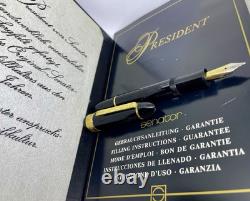 SENATOR PRESIDENT Fountain Pen- Black& Gold- Cigar/ Torpedo Shape- Montblanc 149