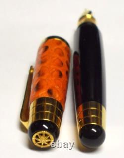 SIGNUM Python Cap Black Barrel Gold Trim 18K GOLD M Nib Fountain Pen, Unused