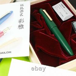 Sailor KOP King Of Pen Ebonite Urushi Iro Miyabi Green 21K Gold Nib Fountain Pen