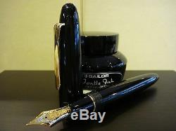Sailor King Of Pens Ebonite Black With Gold Trim Fountain Pen Gorgeous 21k Nib