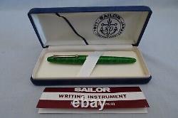Sailor Magellan Fountain Pen Marbled Emerald Green 14K Gold Nib H-M EXC w Case