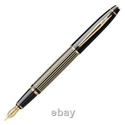 Scrikss Noble 35L Line Pattern Fountain Pen Black Gold