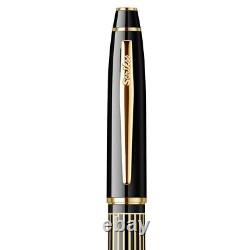 Scrikss Noble 35L Line Pattern Fountain Pen Black Gold