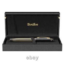 Scrikss Noble 35L Line Pattern Fountain Pen Black Gold