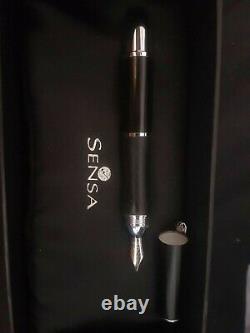 Sensa Pen Meridian Carbon Black Fountain Pen Medium Pt New In Box Made In Usa