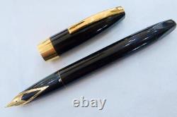 Sheaffer Snorkel Pfm III O/size Fountain Pen Black C1960 F/restored With Case