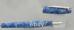 Signum De Divina Doric Marble Blue & Silver Fountain Pen 18kt Nib New In Box