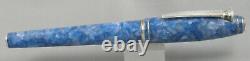 Signum De Divina Doric Marble Blue & Silver Fountain Pen 18kt Nib New In Box