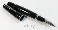 Single Montegrappa Fountain Black Resin Pen With Black Ink, Pre-Owned