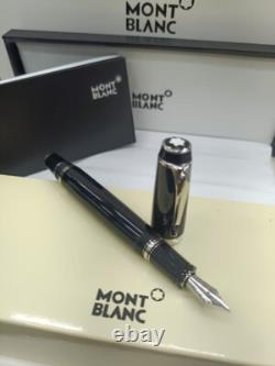 Smooth Montblanc Boheme Edition Silver Black Fountain Pen Medium Nib Heavy Box