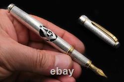 Solid 925 Silver Fountain Pen Masonic Brothers Medium Nib First Auction