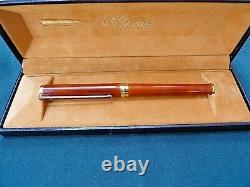 St Dupont Fountain Pen Tortoise Lacque De Chine 18k Nib In Original Box