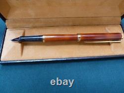 St Dupont Fountain Pen Tortoise Lacque De Chine 18k Nib In Original Box