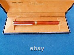 St Dupont Fountain Pen Tortoise Lacque De Chine 18k Nib In Original Box