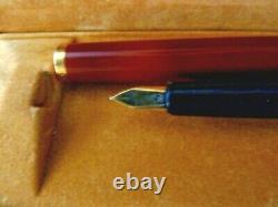 St Dupont Fountain Pen Tortoise Lacque De Chine 18k Nib In Original Box