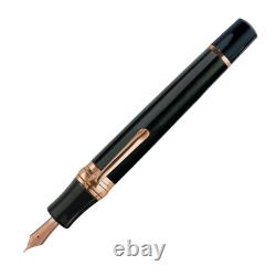 Stipula Davinci Capless Fountain Pen, Black with Rose Gold Trim, 14k Fine Nib