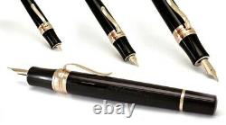 Stipula Davinci Capless Fountain Pen, Black with Rose Gold Trim, 14k Medium Nib