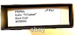 Stipula''i Castoni'' Rubino Black Celluloid Roller Ball Pen. Gold Clip &trim