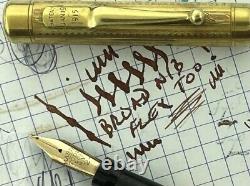 Swan Gold Filled Machine Turned Fountain Pen Super Broad Nib Very Clean Pen