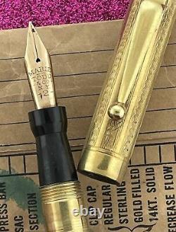 Swan Gold Filled Machine Turned Fountain Pen Super Broad Nib Very Clean Pen