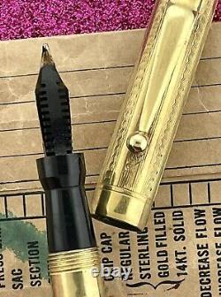 Swan Gold Filled Machine Turned Fountain Pen Super Broad Nib Very Clean Pen