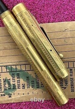 Swan Gold Filled Machine Turned Fountain Pen Super Broad Nib Very Clean Pen