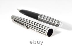 Tested Platinum 18K Fine Nib silver & black stripe Fountain Pen withbox