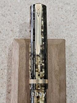 The Clipper WASP Gold Pearl Fountain Pen Golden Brickwork & Black Pinstripe RARE